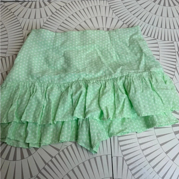 Zara Green Skort with White Dots Side Zipper Size XS - Picture 2 of 4